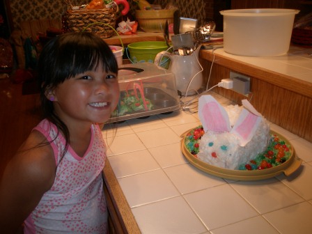 Kasen and the Easter bunny cake